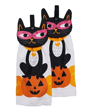 cat halloween dish towels