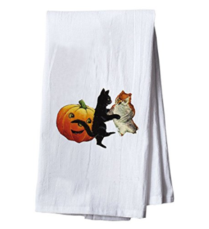 cat halloween dish towels