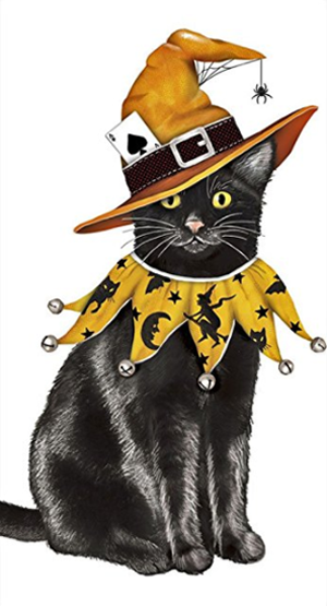 cat halloween dish towels
