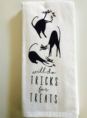 cat halloween dish towels
