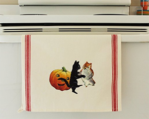 cat halloween dish towels