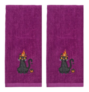 cat halloween dish towels
