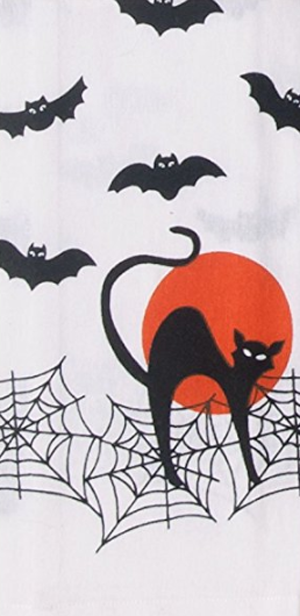 cat halloween dish towels