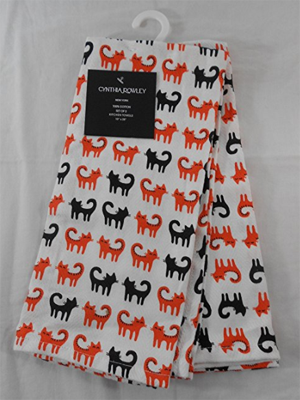 cat halloween dish towels