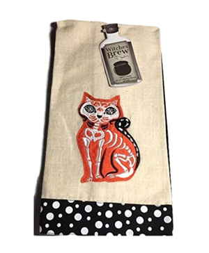 cat halloween dish towels
