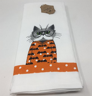cat halloween dish towels