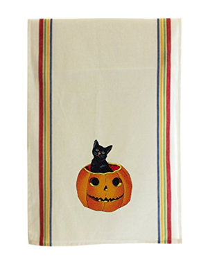cat halloween dish towels