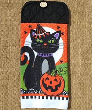 cat halloween dish towels