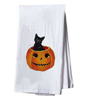 cat halloween dish towels
