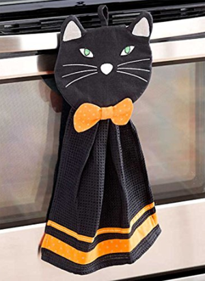 cat halloween dish towels