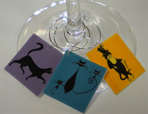 cat wine charms drink markers