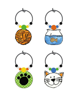 cat wine charms drink markers