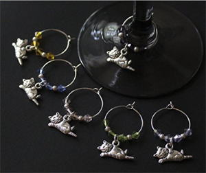 cat wine charms drink markers