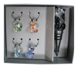 cat wine charms drink markers