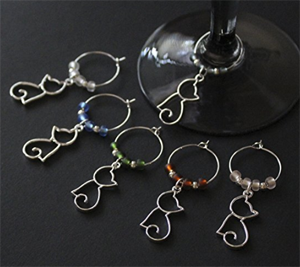 cat wine charms drink markers