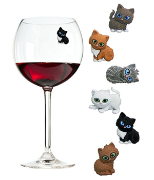 cat wine charms drink markers