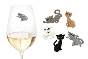 cat wine charms drink markers