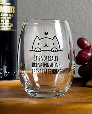 cat mom wine glass