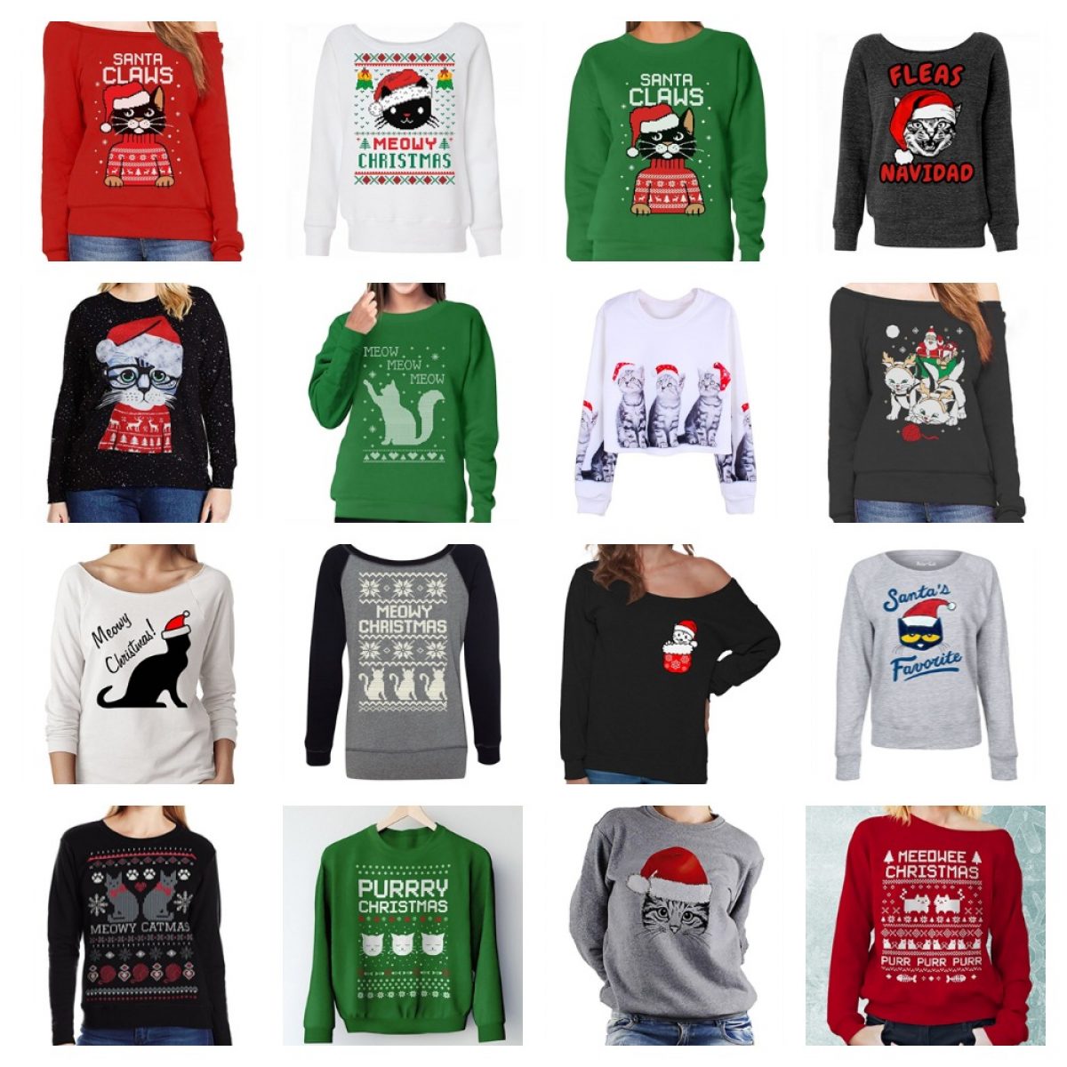 Cat Christmas Sweatshirts For Women Who Love Kitties Meow As Fluff - meowy christmas pajamas w bunny slippers by pinkob roblox