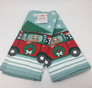 cat christmas kitchen tea dish towels