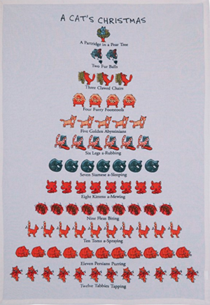 cat christmas kitchen tea dish towels
