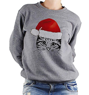 cat christmas sweatshirt women