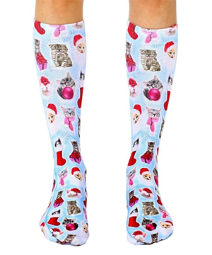 christmas cat socks women