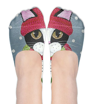 christmas cat socks women