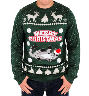 ugly cat christmas sweater for men