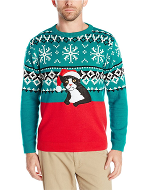 ugly cat christmas sweater for men