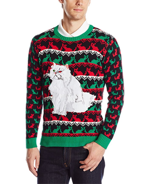 ugly cat christmas sweater for men