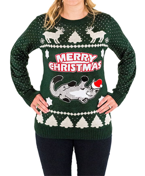 ugly cat christmas sweater women