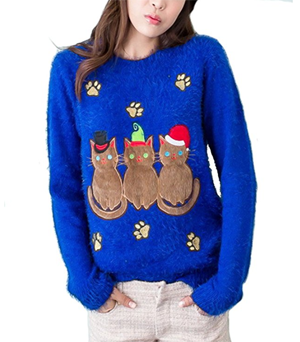 ugly cat christmas sweater women