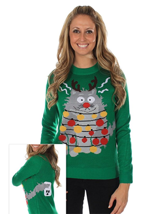 ugly cat christmas sweater women