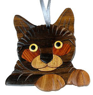 wood cat ornaments