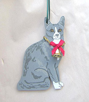 wooden cat christmas ornaments