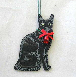 wooden cat christmas ornaments