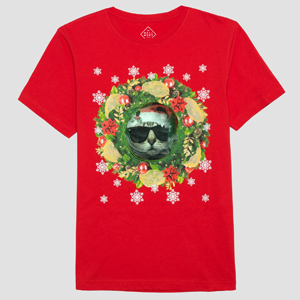 short-sleeved mens cat christmas tshirt