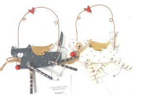 wooden cat christmas ornaments