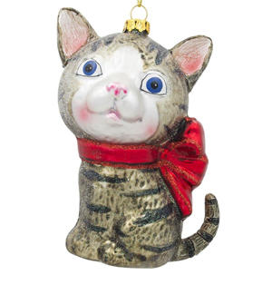 glass christmas cat ornaments