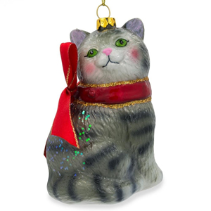 glass christmas cat ornaments