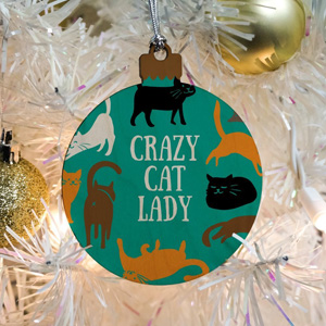 wooden cat christmas ornaments