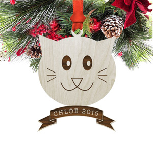wooden cat christmas ornaments