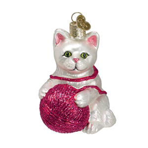 Old World Christmas I Love My Cat Santas Kitten Set Glass Blown Ornaments