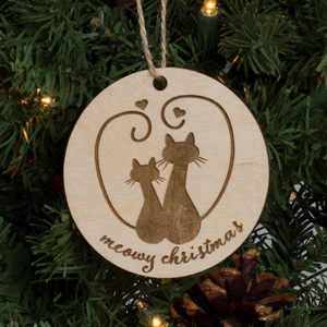 wooden cat christmas ornaments