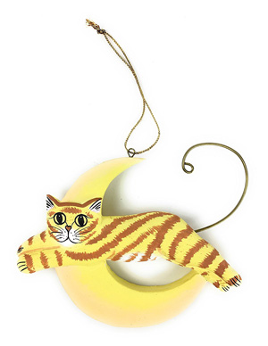 wooden cat christmas ornaments