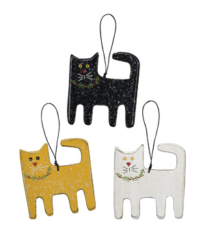 wooden cat christmas ornaments