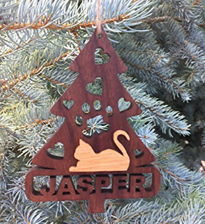 wooden cat christmas ornaments