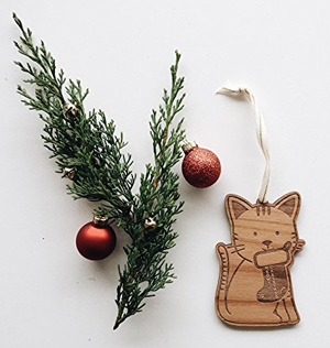 wooden cat christmas ornaments