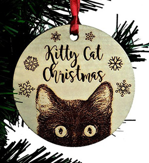 wooden cat christmas ornaments